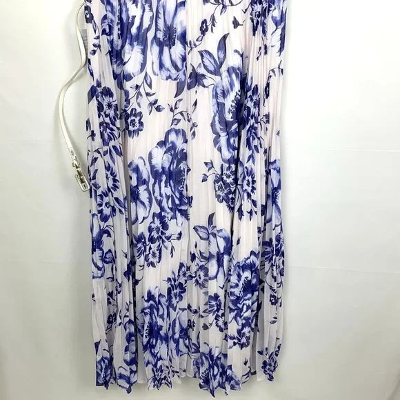 NWT Eliza J Pleated Floral Sleeveless Chiffon Belted Maxi Dress Cobalt Blue 18 - Picture 11 of 11